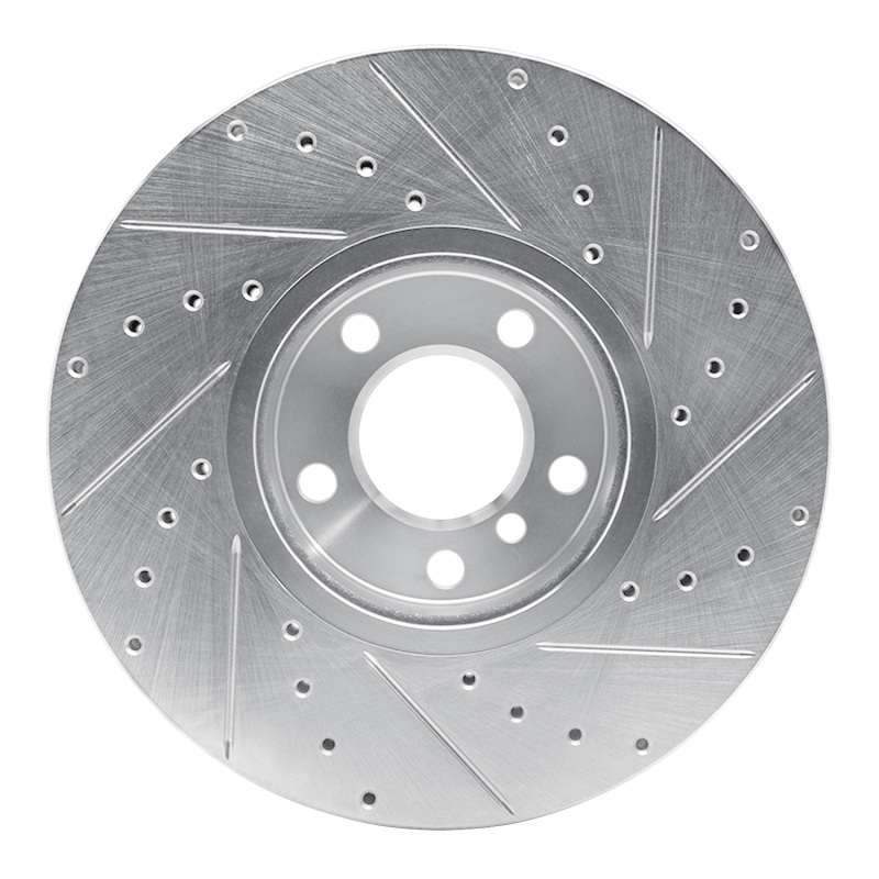 BMW X5 Brake Rotor (1) - Front Left - R1 Concepts - Drilled & Slotted - Silver - `07-`19